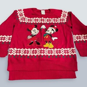 NWOT Disney Store Christmas Sweater Knit Mickey and Minnie Mouse